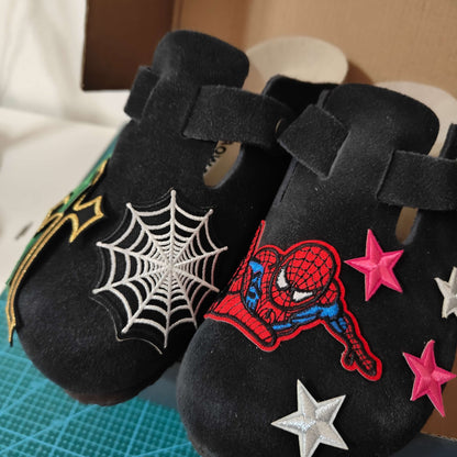 Black Spidey Design Clogs