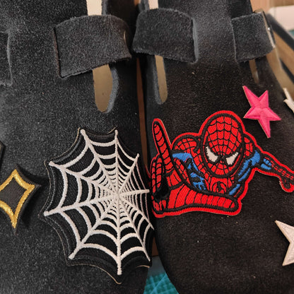 Black Spidey Design Clogs