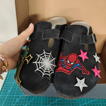 Black Spidey Design Clogs