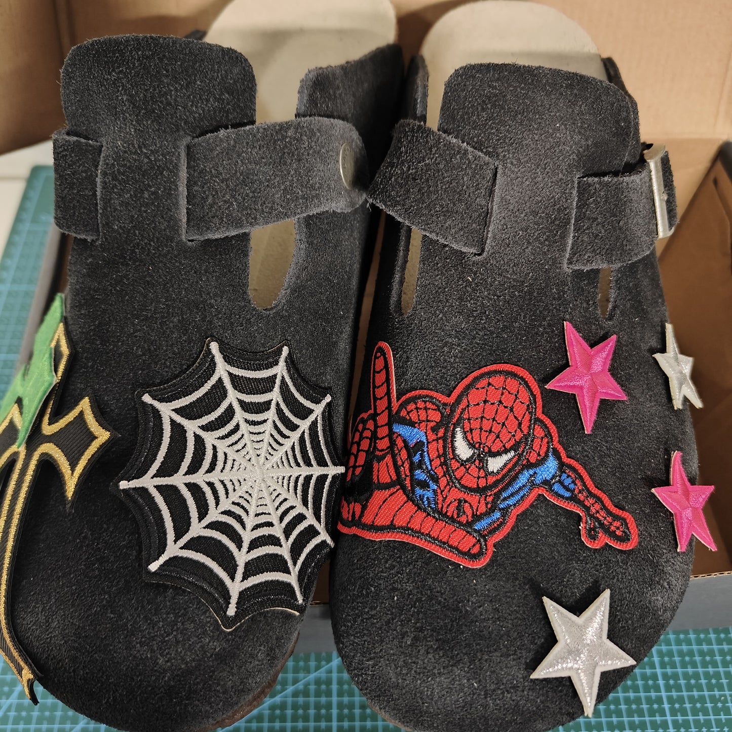 Black Spidey Design Clogs