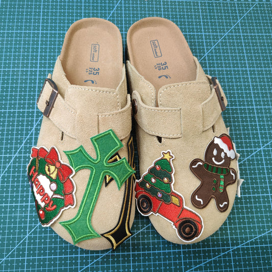 Khaki Xmas Design Clogs