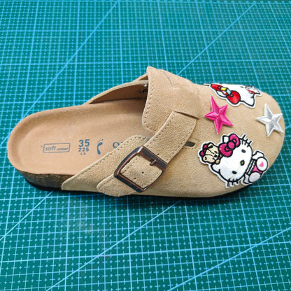 Khaki Kitty Design Clogs