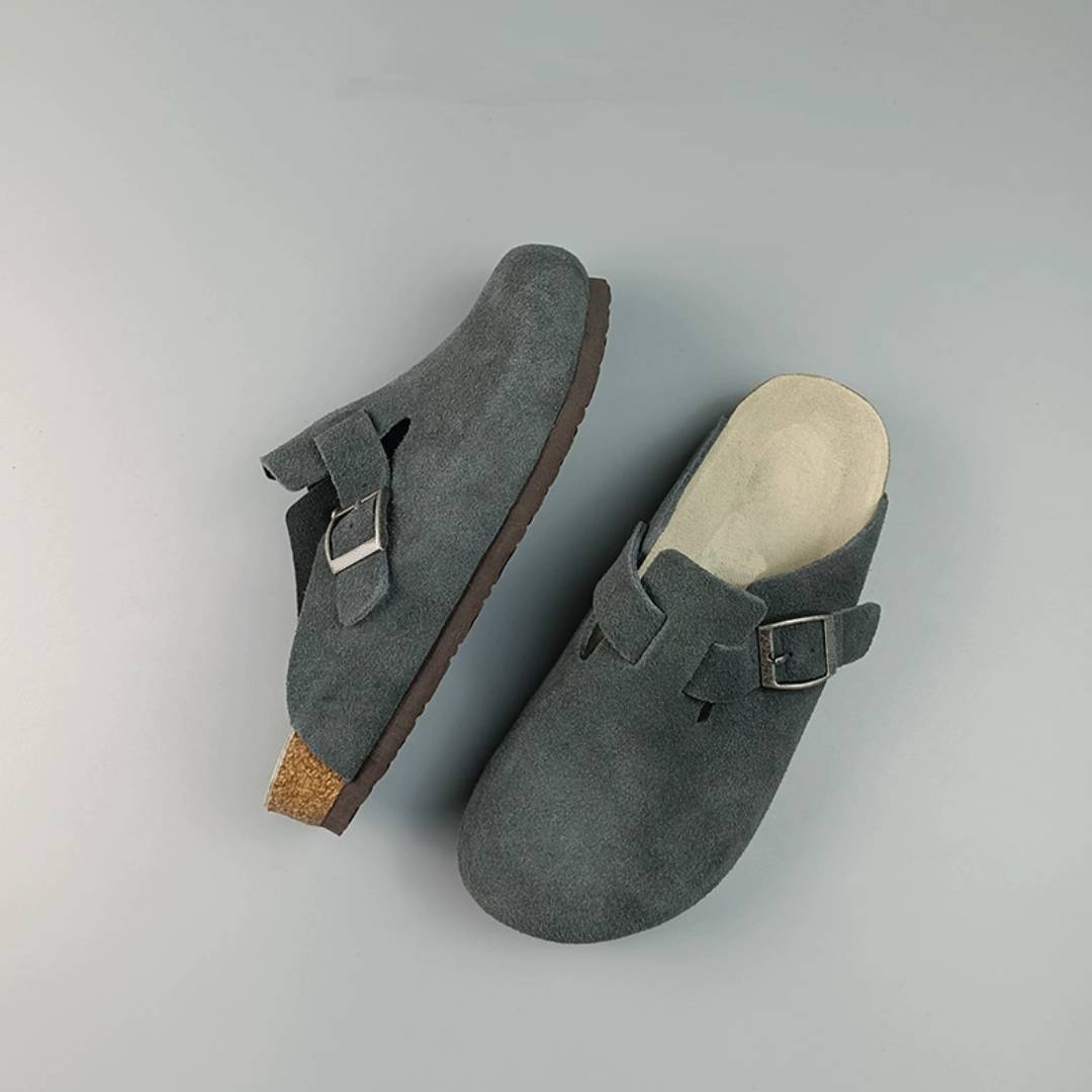 Dark Gray Suede Clogs