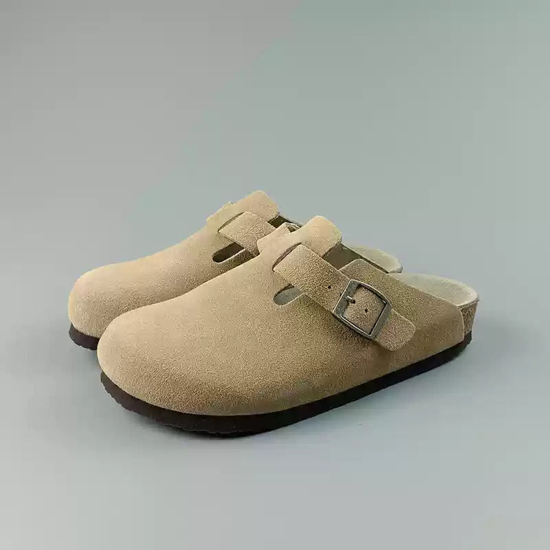 Khaki Suede Clogs